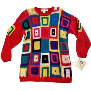 Vintage NWT "Kitty Hawk" by Vivian Wang colorful, geometric sweater size M